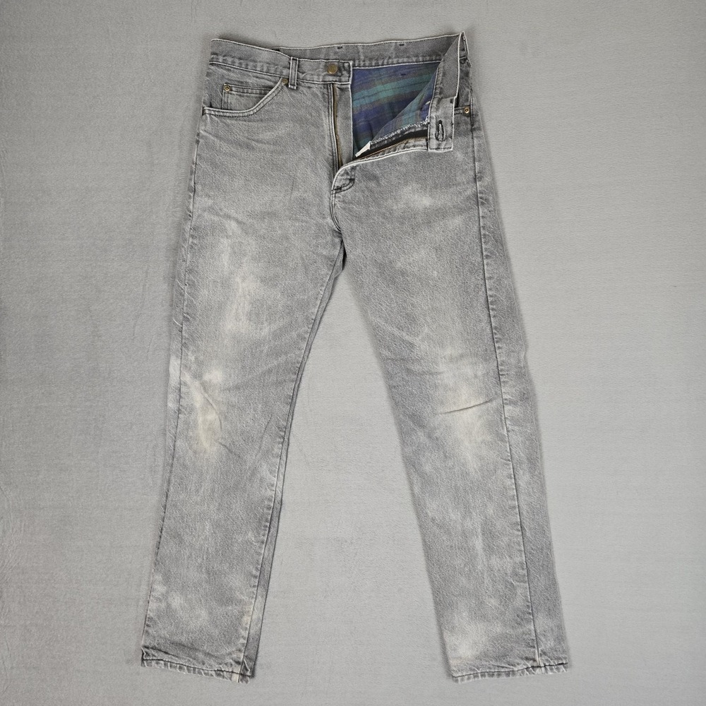 VTG LL Bean Flannel Lined Jeans Mens 33x32 Gray Faded Denim Plaid Winter USA